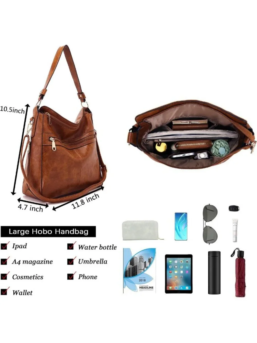 Stylish 4PC Handbag & Wallet Set for Women - Large Hobo Bag & Chic Accessories